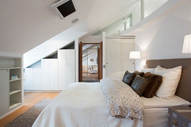 Camera da letto in mansarda: foto di esempi e suggerimenti Camera da letto mansarda