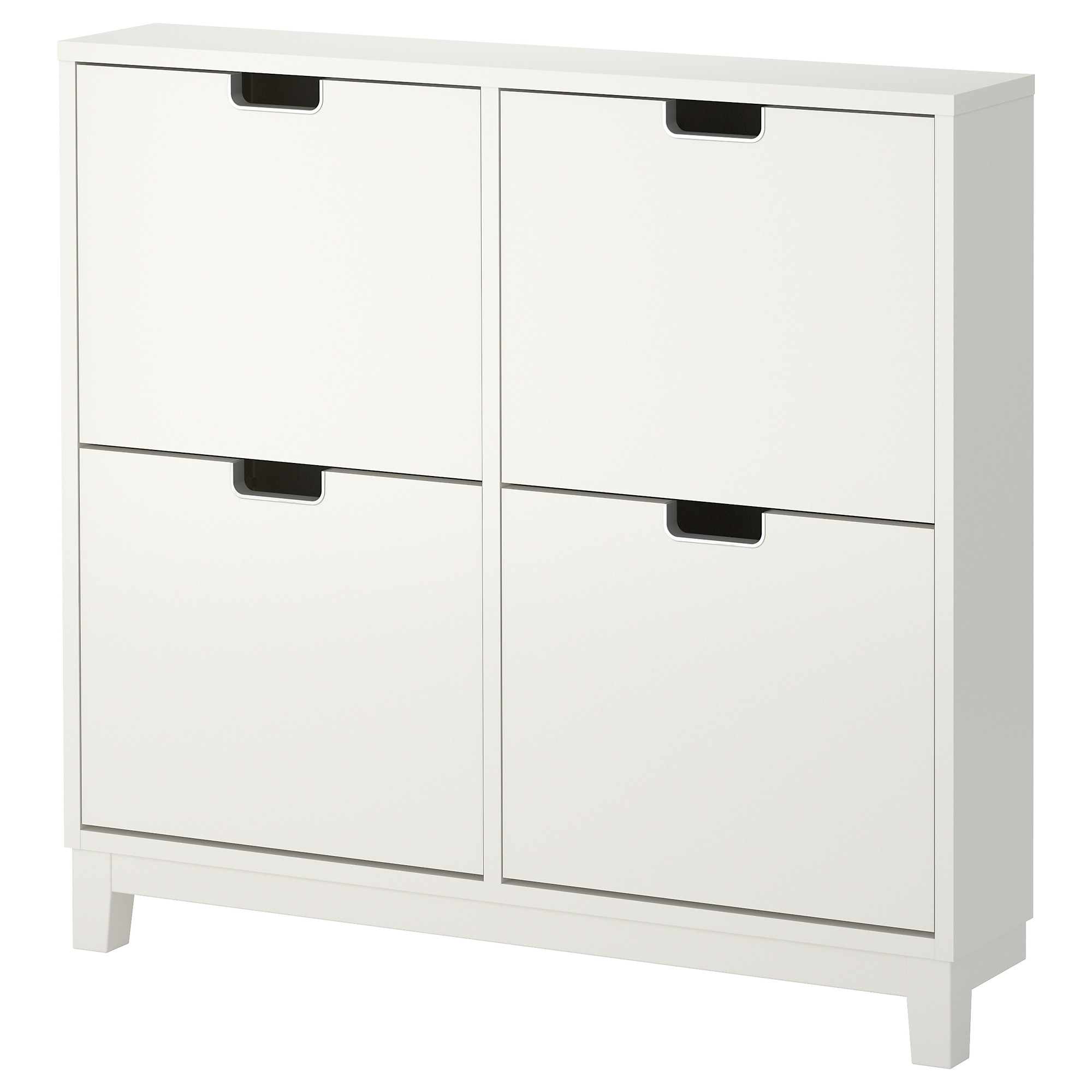 Vladon Scarpiera Fiesta per 16 Paia di Scarpe con 2 Ante a ribalta e ripiano in Vetro, Antracite/Bianco Lucido, Maniglie incassate in Grigio Lucido (89 x 104 x 23 cm) : Vladon