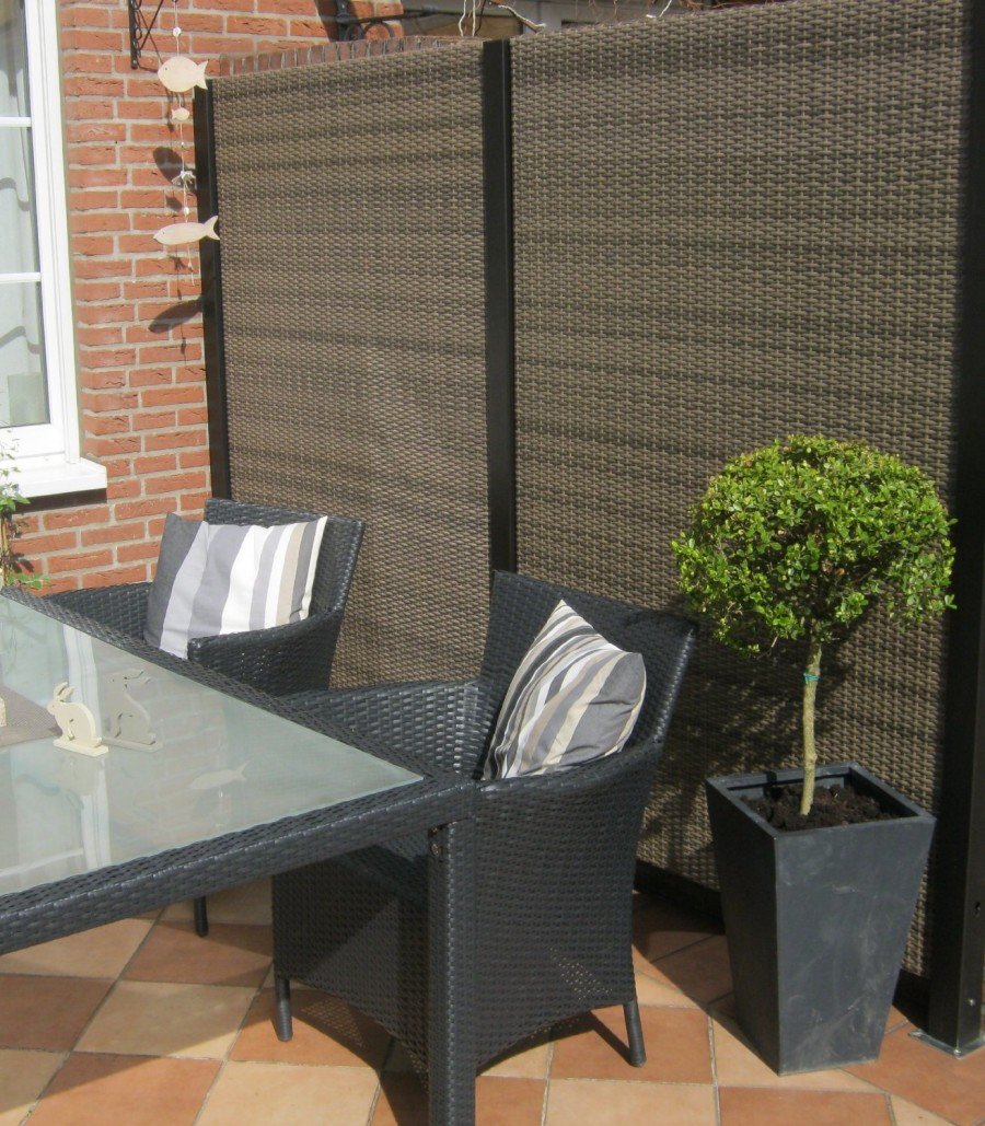 Paravento Da Giardino 180x178 Cm - Divisorio In Tessuto Opaco Nero Per Privacy Esterno/Interno