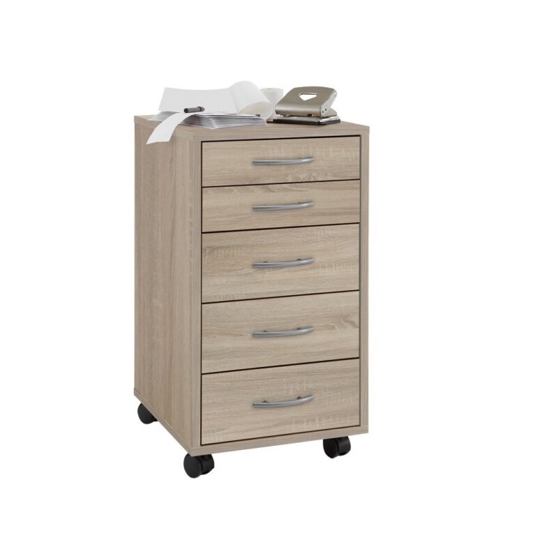 Cassettiera A Rotelle DecHome 41x39x58 Cm - 2 Cassetti, Legno Truciolato Nero, Portadocumenti Ufficio Casa