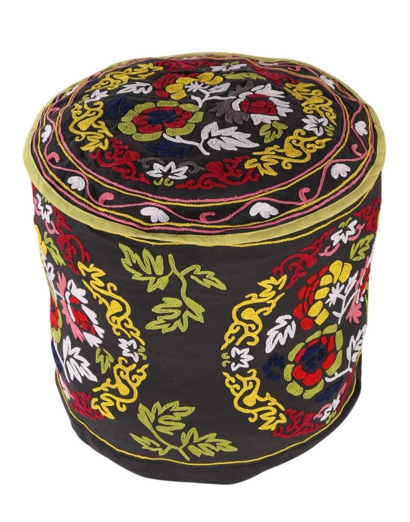 pouf Boho Décor nero ottomano tradizionale 