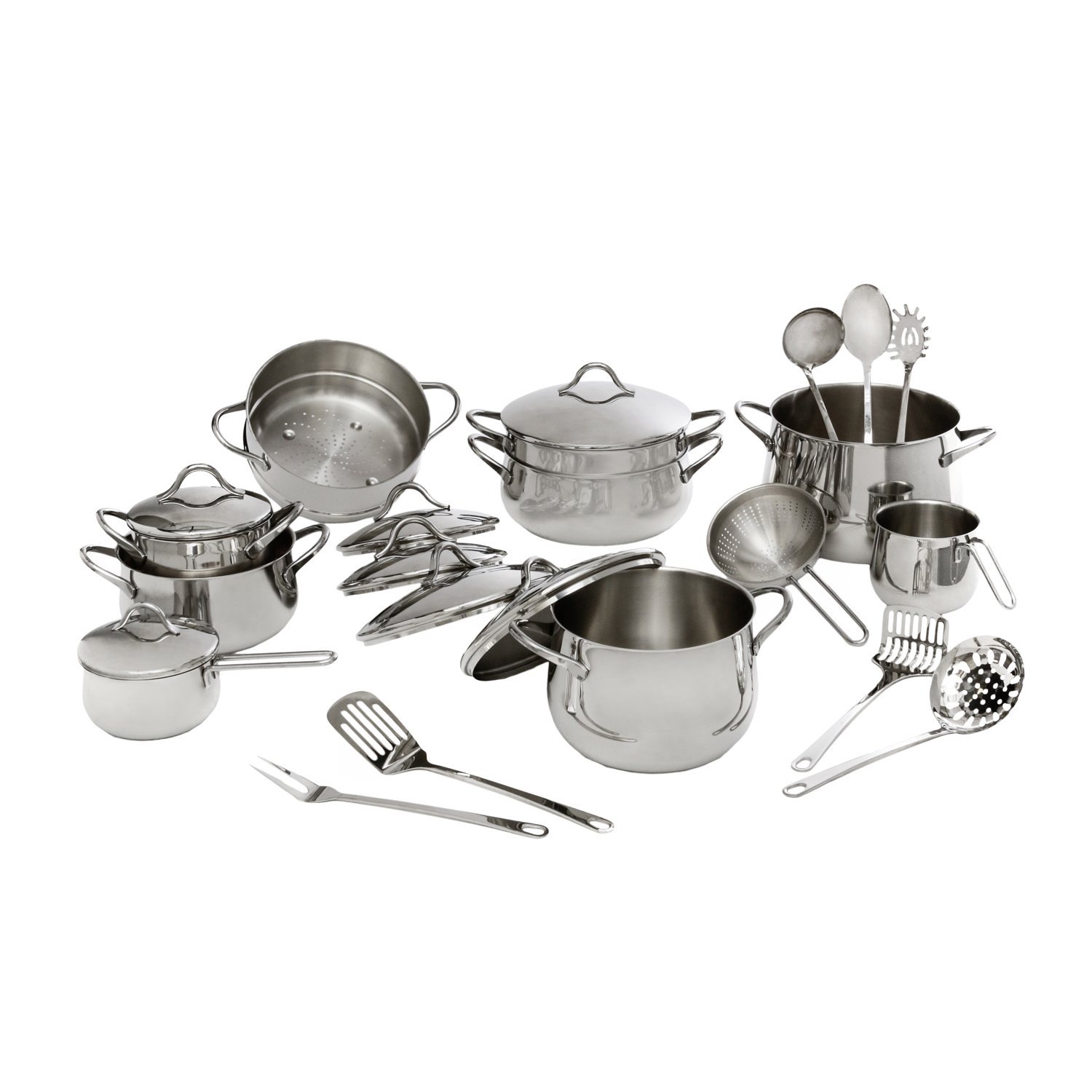 Set Pentole Blue Jean Chef 6 Pezzi In Acciaio Inox – Finitura Martellata, Antiaderente Diamantata, Adatte A Induzione E Forno