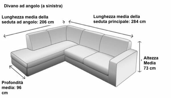 dimensioni medie di divani ad angolo