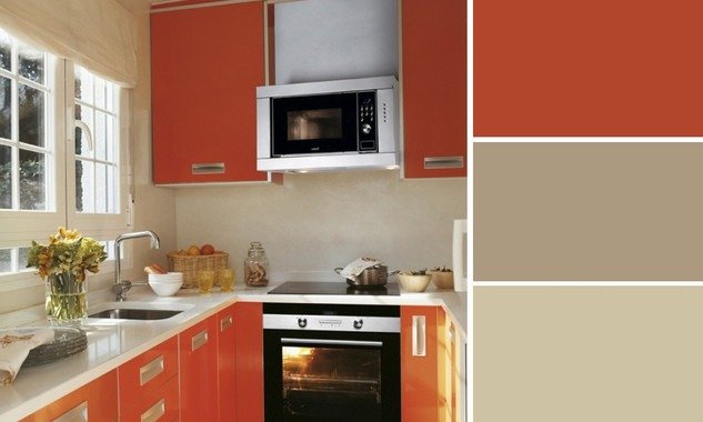 cucina in colore arancione