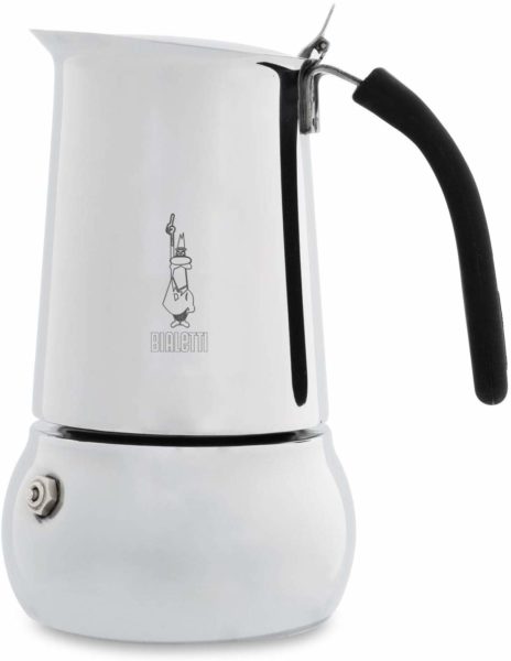 Bialetti 6359 Bialetti Caffettiera Acciaio Inox New Kitty 4 Tazze, Metallo, Acciaio, 4 Tazze, 1 Unità