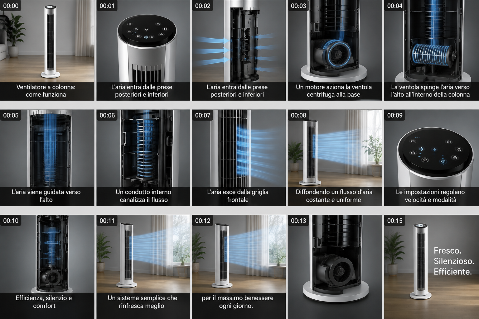 Funzionamento ventilatore colonna