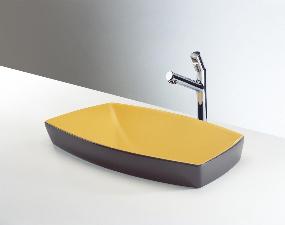 Lavabo color giallo senape