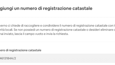 numero di registrazione catastale su Airbnb